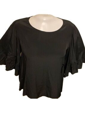 ecla black bell sleeve blouse with back closure
